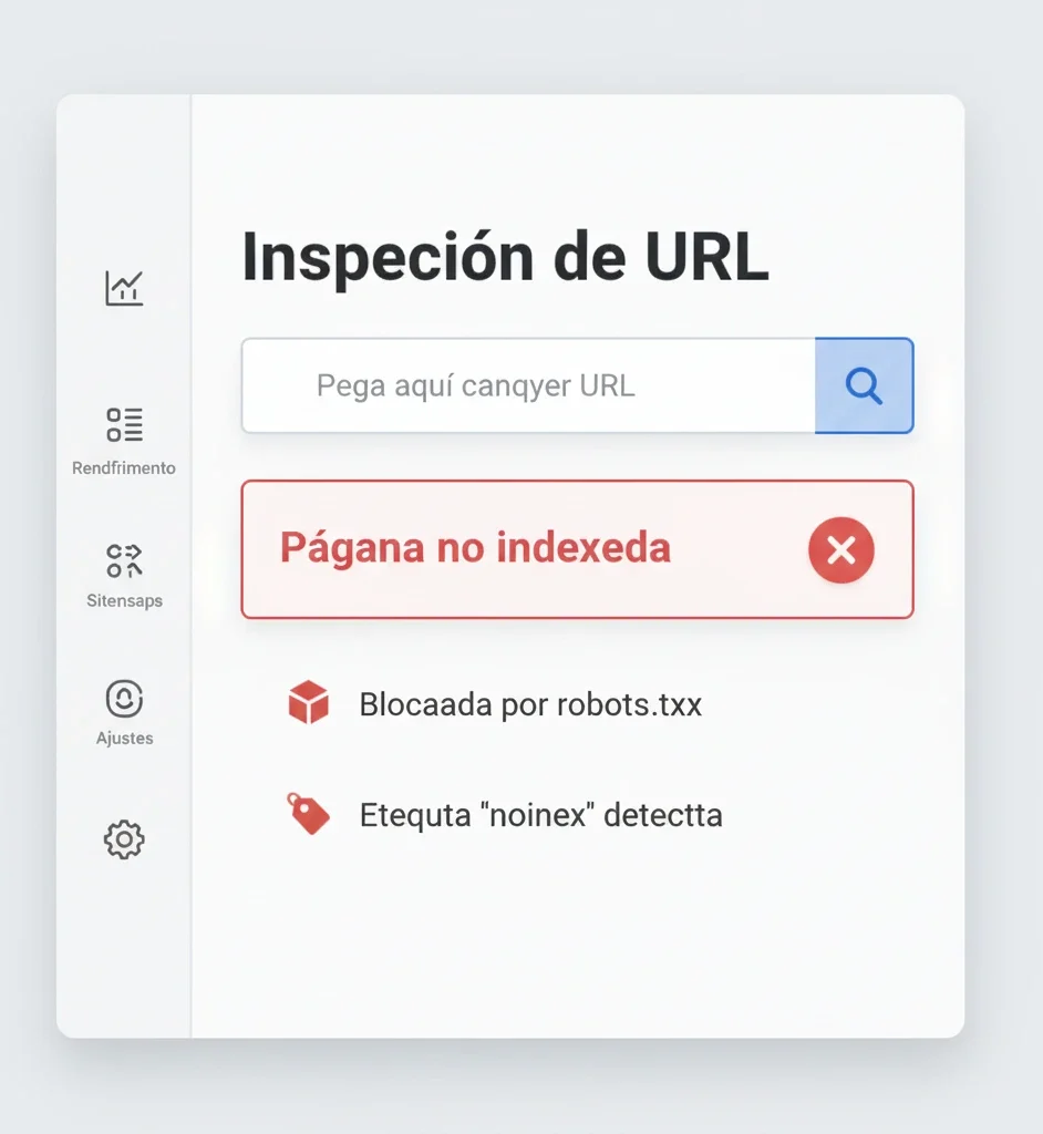 Inspección de URL en Search Console para diagnosticar problemas de indexación