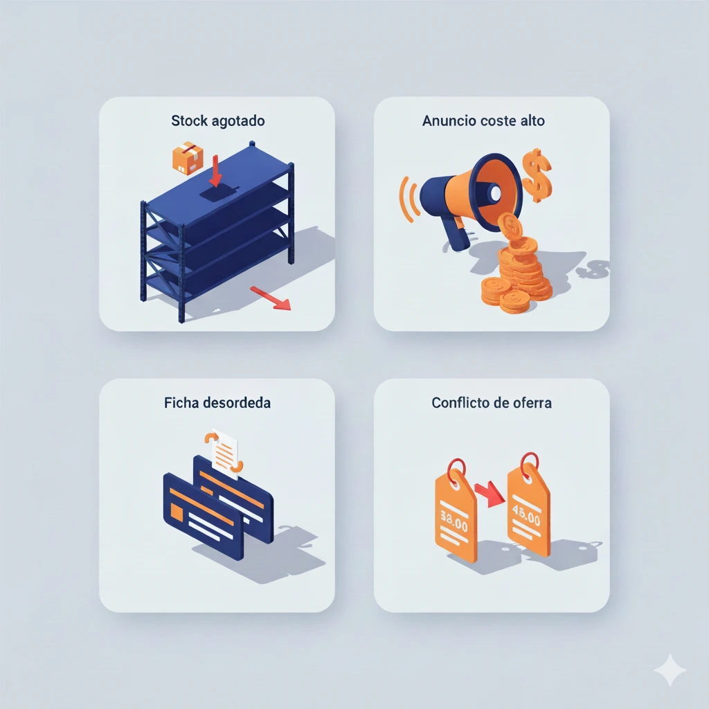 Como vender en amazon: opciones, requisitos y errores típicos (paso a paso) 6 Errores frecuentes en marketplaces: roturas de stock, gasto publicitario ineficiente, catálogo duplicado y conflictos de precio
