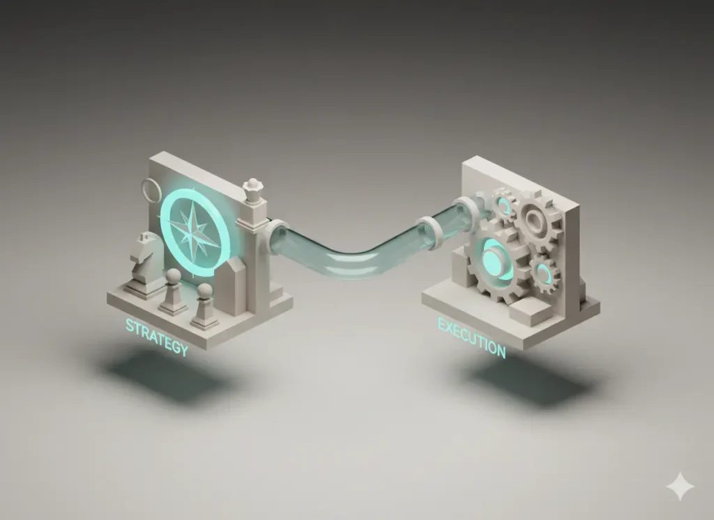 Empresa marketing online: 7 señales de que ha llegado el momento de externalizar 2 Diferencia entre estrategia y ejecución al externalizar con una empresa marketing online (outsourcing marketing digital, consultoría estratégica de marketing)