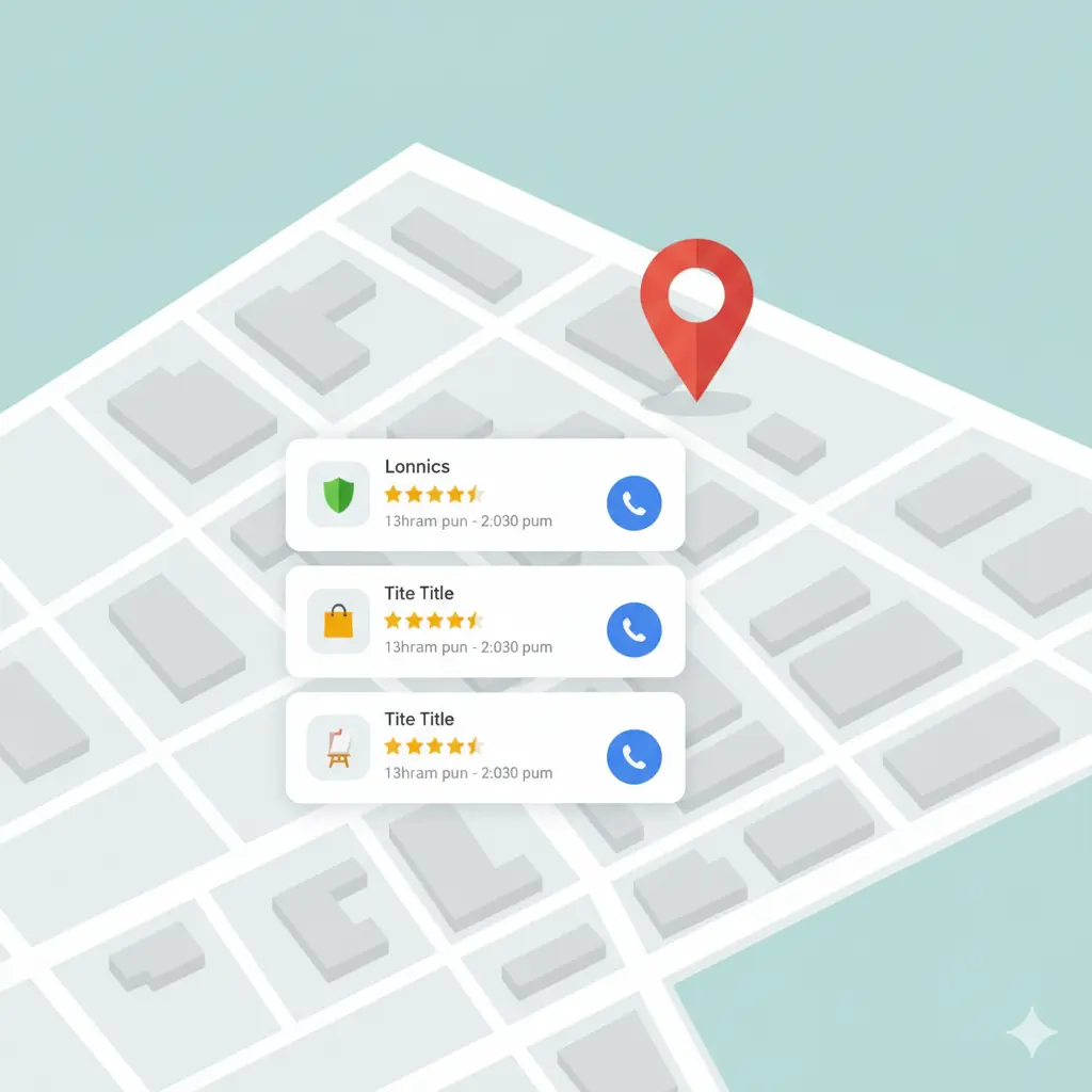 pack local de Google Maps con tres negocios destacados en resultados locales