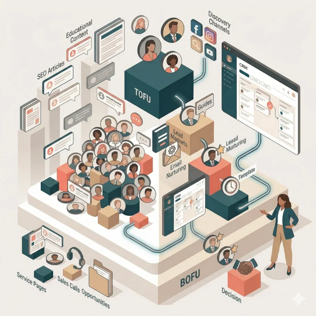 Funnel TOFU MOFU BOFU para captar leads cualificados con contenidos e inbound marketing