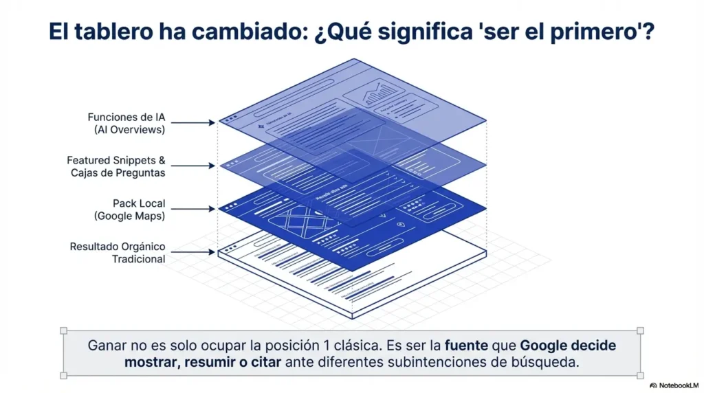 Ejemplo de resultados orgánicos en la primera página de Google para una búsqueda competida