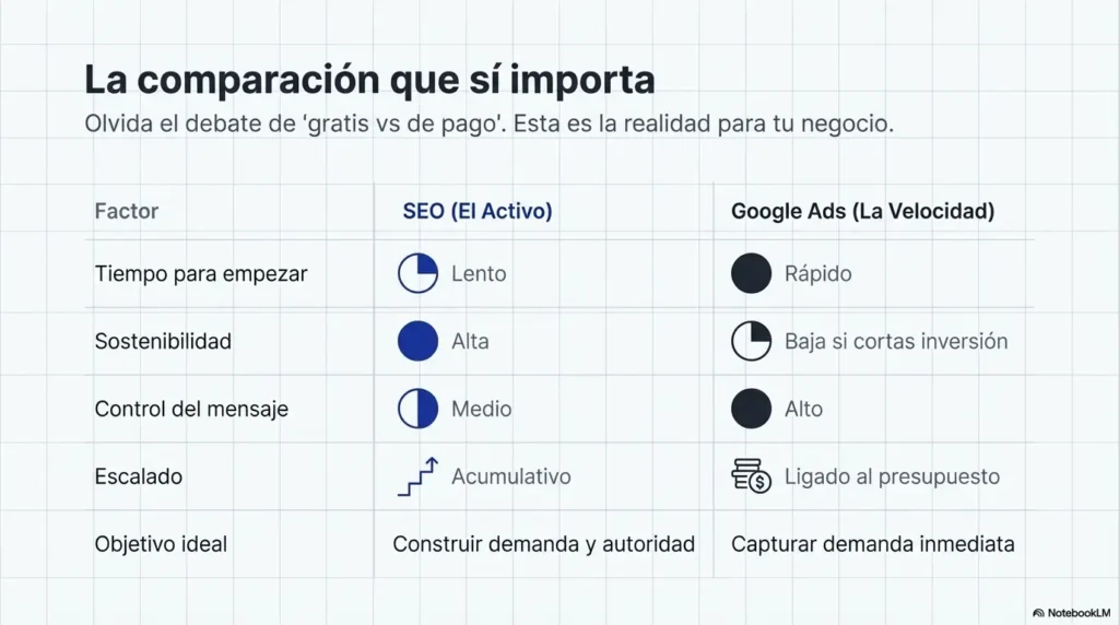 Diferencia entre tráfico orgánico y resultados patrocinados en Google