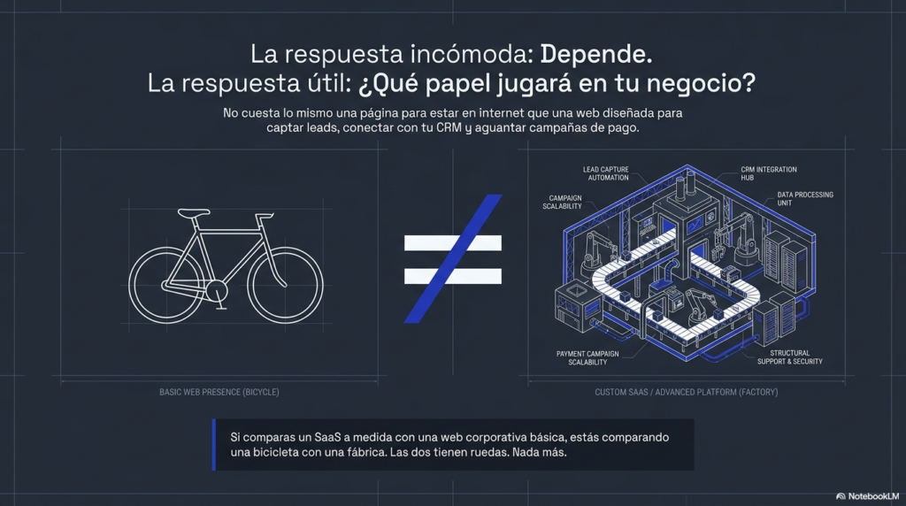 Cuánto cuesta hacer una web depende del papel que juega en el negocio