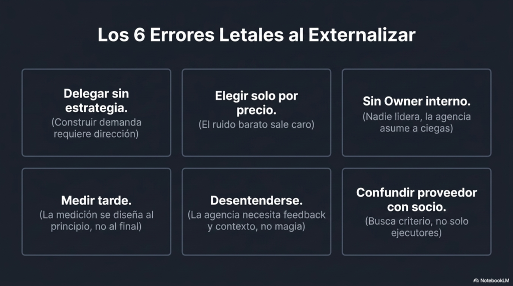 Seis errores comunes al externalizar marketing