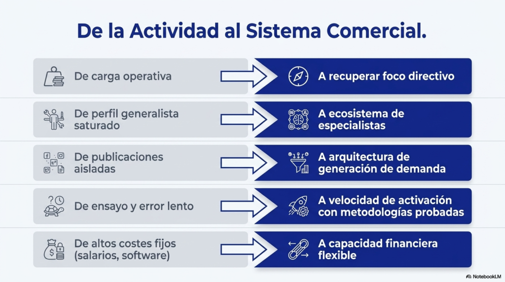 De la actividad suelta a un sistema comercial al externalizar marketing