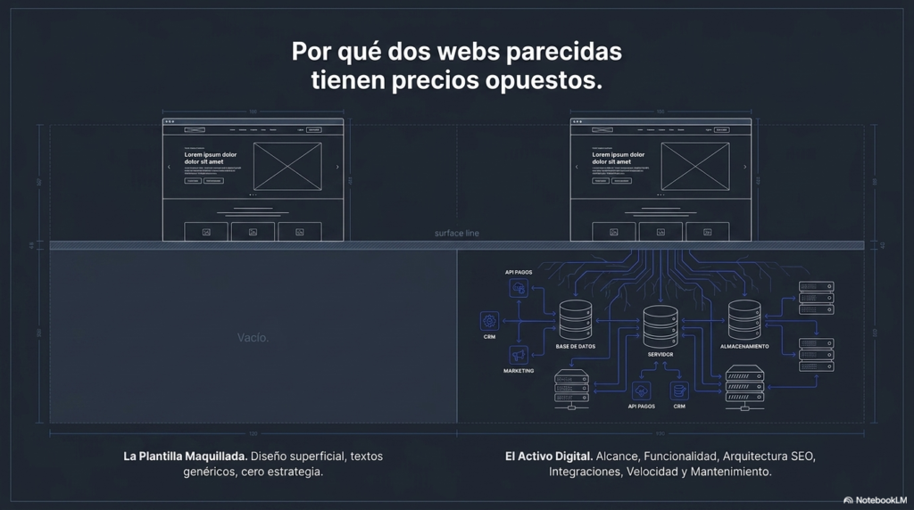 Dos webs parecidas pueden tener precios distintos por estrategia SEO integraciones y mantenimiento
