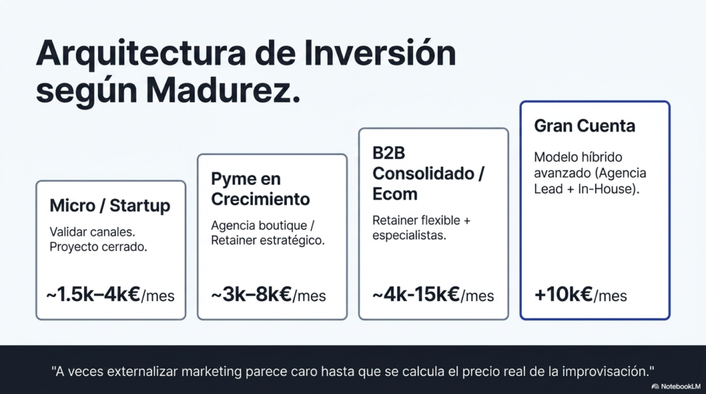 Presupuestos orientativos para externalizar marketing según la madurez de la empresa